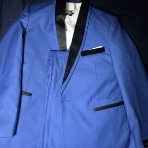 Men's Blue Blazer with Black Trim